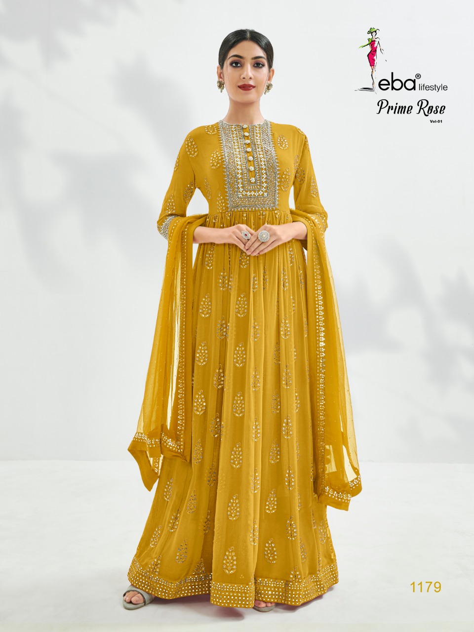 Eba Lifestyle Presents Prime Rose Pure Georgette With Heavy Embroidery Work Salwar Kameez