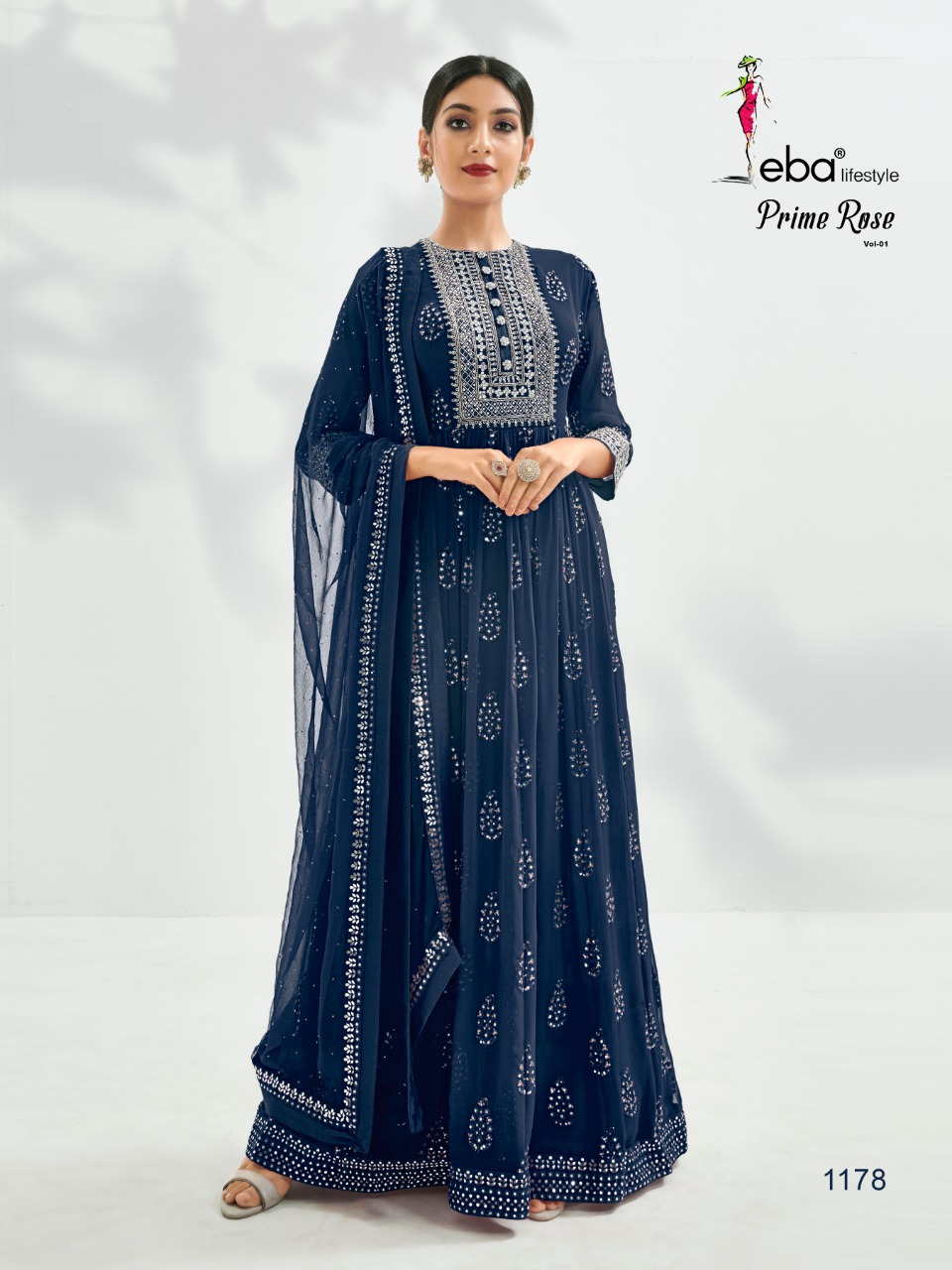 Eba Lifestyle Presents Prime Rose Pure Georgette With Heavy Embroidery Work Salwar Kameez