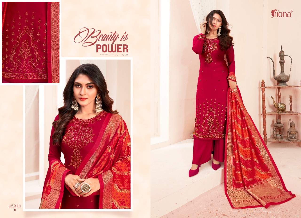 Fiona Lanched Bandhej Karwa Special Satin Georgette With Swarvoski Work Salwar Kameez