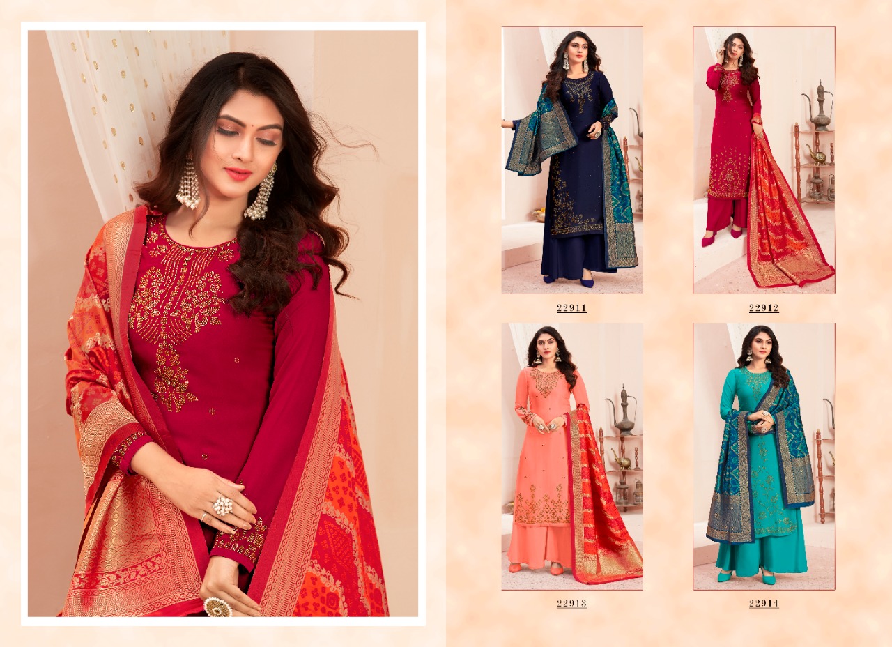 Fiona Lanched Bandhej Karwa Special Satin Georgette With Swarvoski Work Salwar Kameez