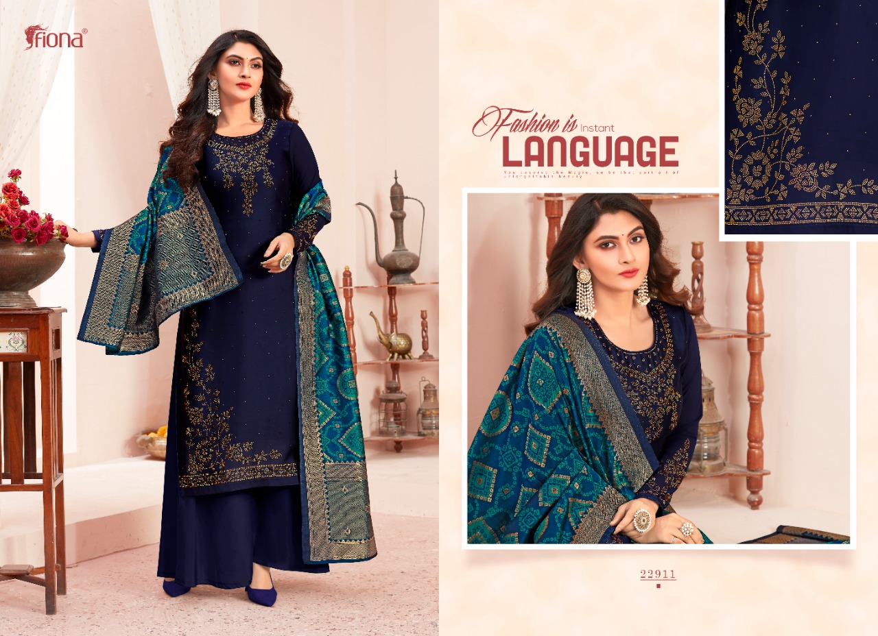 Fiona Lanched Bandhej Karwa Special Satin Georgette With Swarvoski Work Salwar Kameez