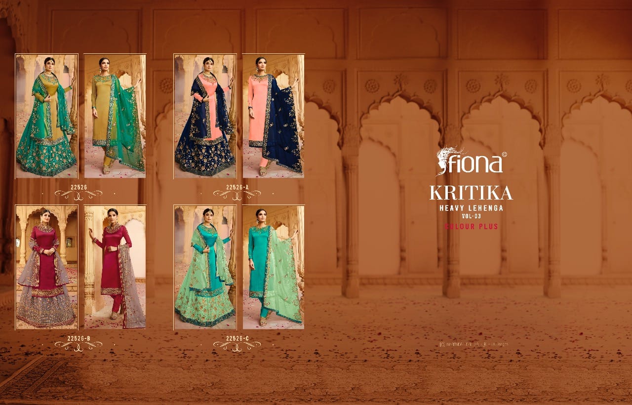 Fiona Launched Kritika Lengha Colour Plus Heavy Georgette With Embroidery Work Salwar Kameez