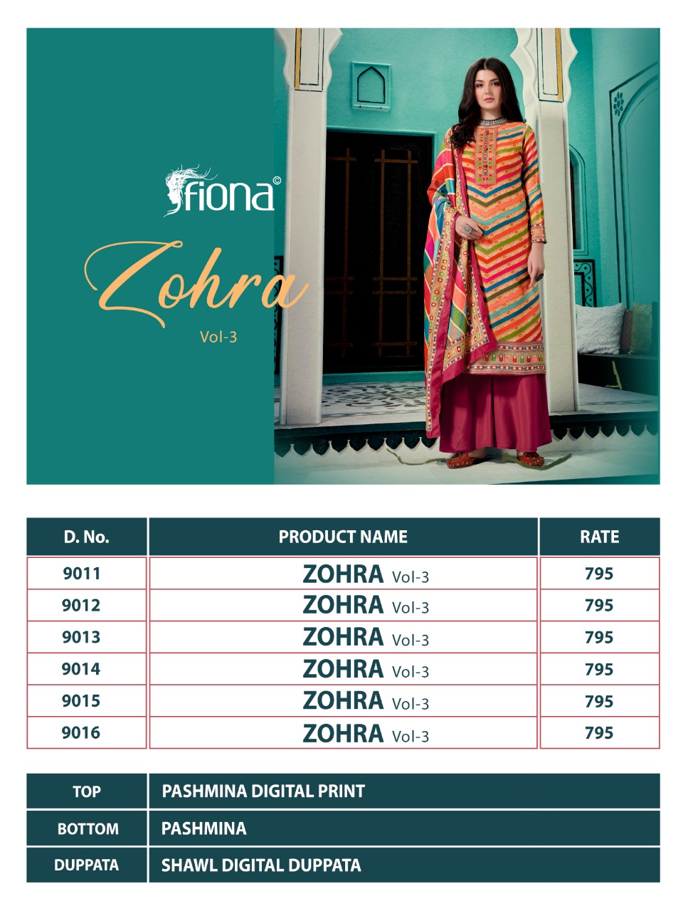 Fiona Presents Zohra Vol 3 Pashmina Digital Print Fancy Salwar Kameez