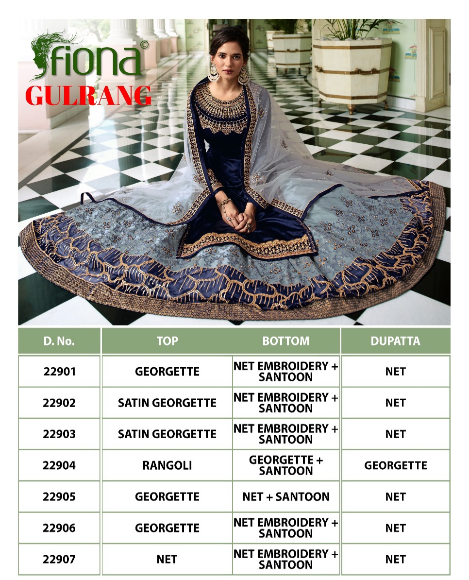 Fiona Presents Gulrang Heavy Georgette With Heavy Embroidery Designer Salwar Kameez