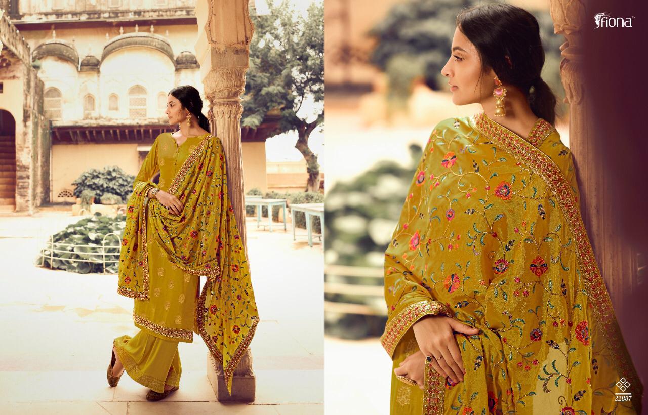 Fiona Presents Gulmohar Pure Dola Jacquard With Hand Work Salwar Suits