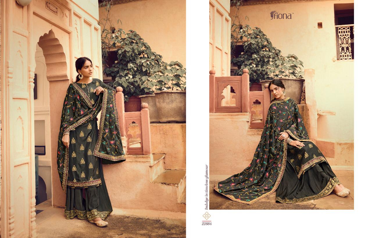 Fiona Presents Gulmohar Pure Dola Jacquard With Hand Work Salwar Suits