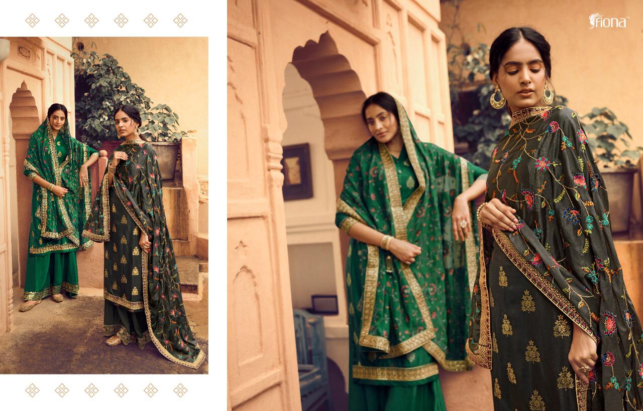 Fiona Presents Gulmohar Pure Dola Jacquard With Hand Work Salwar Suits