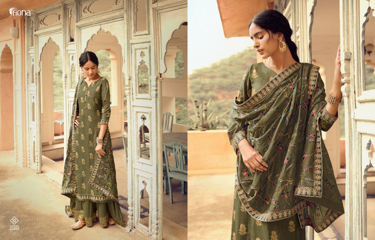 Fiona Presents Gulmohar Pure Dola Jacquard With Hand Work Salwar Suits
