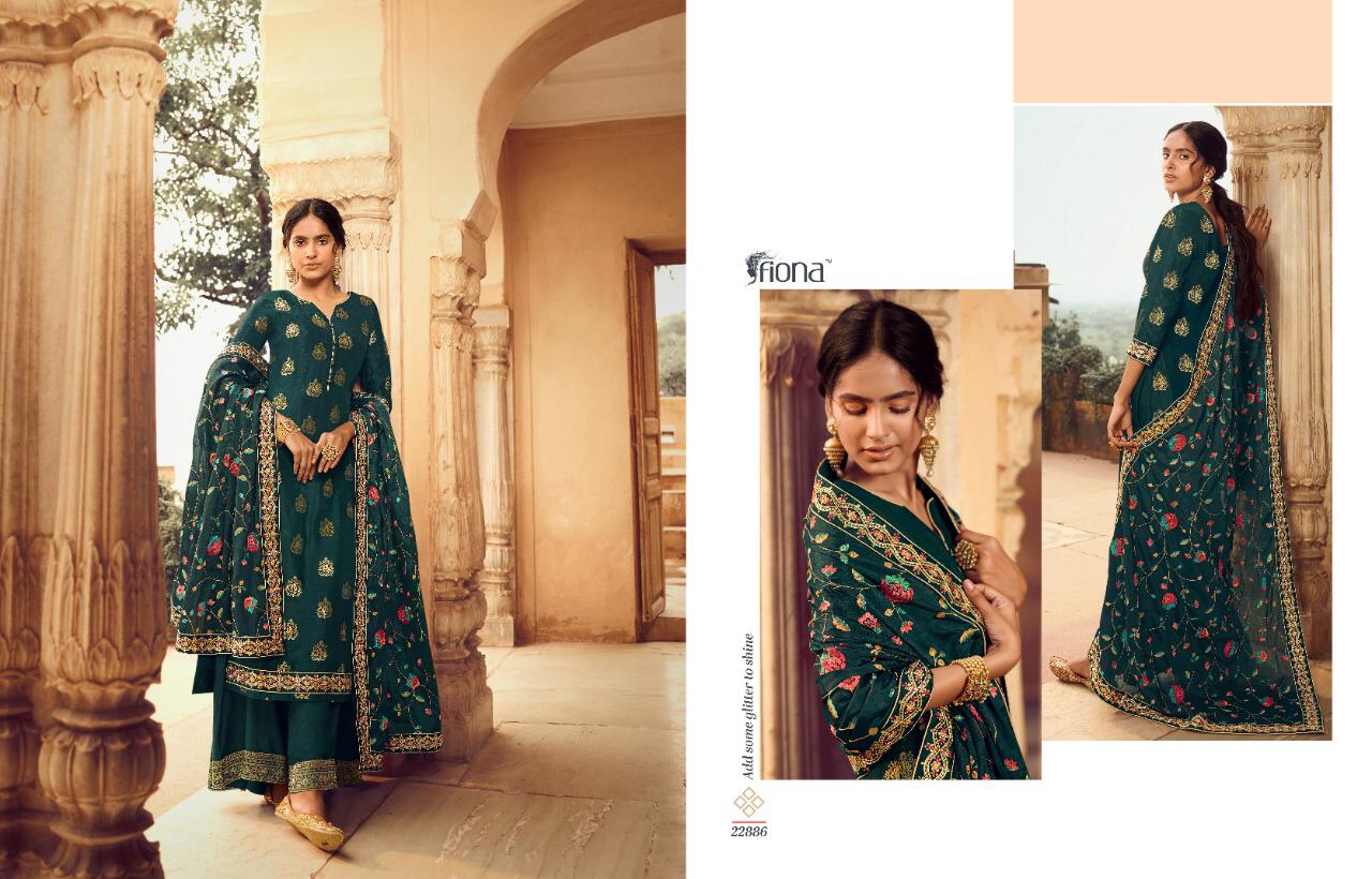 Fiona Presents Gulmohar Pure Dola Jacquard With Hand Work Salwar Suits