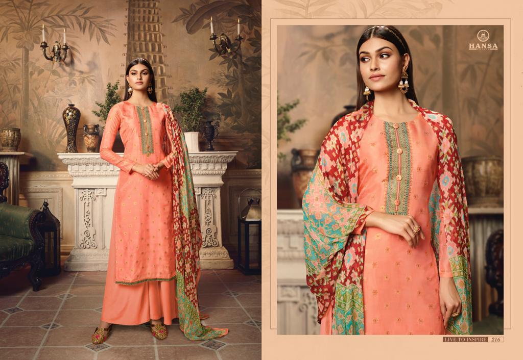 Hansa Husna Presents Heer Pure Dola Jacquard Dyed With Fancy Work Salwar Kameez