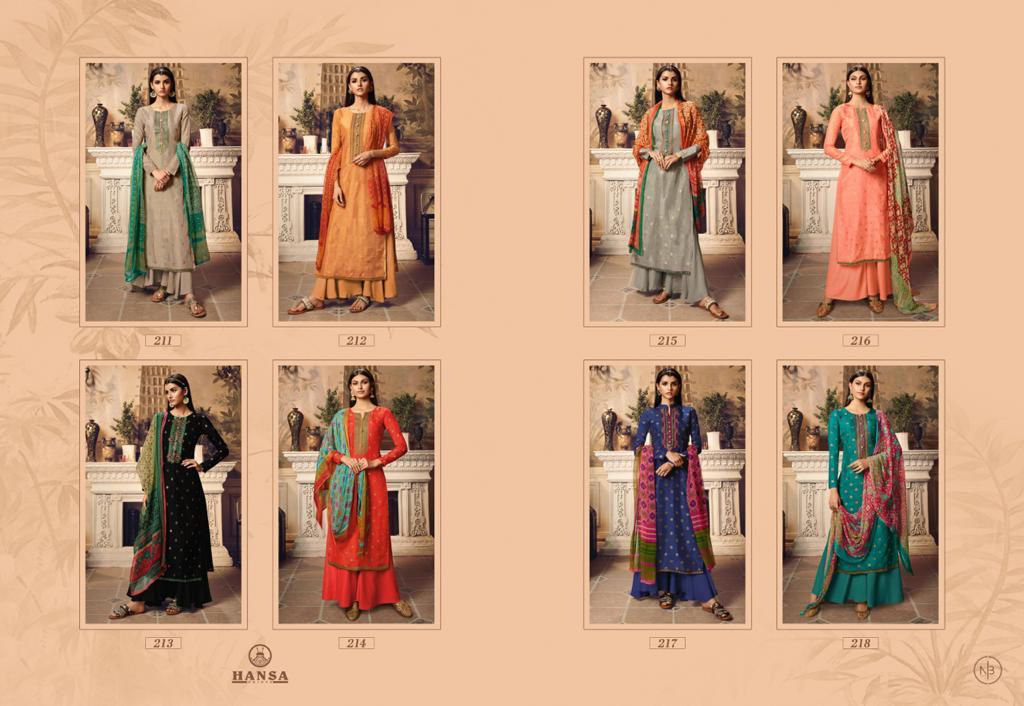 Hansa Husna Presents Heer Pure Dola Jacquard Dyed With Fancy Work Salwar Kameez