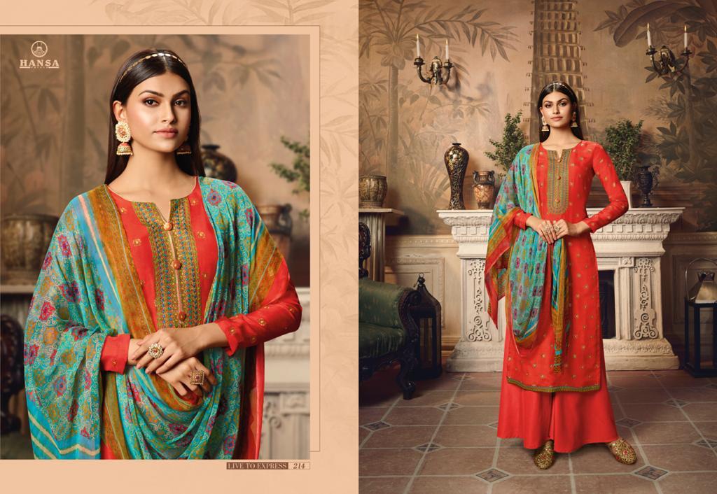 Hansa Husna Presents Heer Pure Dola Jacquard Dyed With Fancy Work Salwar Kameez