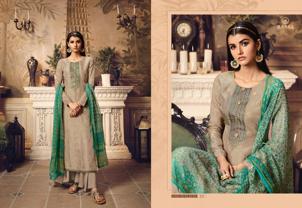Hansa Husna Presents Heer Pure Dola Jacquard Dyed With Fancy Work Salwar Kameez