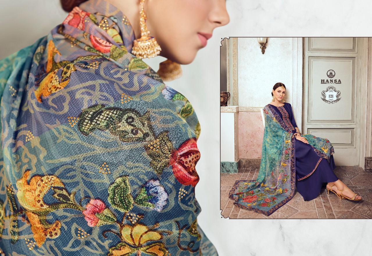Hansa Presents Husna Arya Satin Georgette With Embroidery Work Salwar Kameez