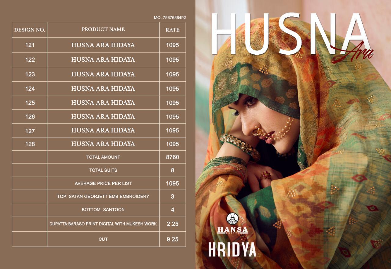 Hansa Presents Husna Arya Satin Georgette With Embroidery Work Salwar Kameez