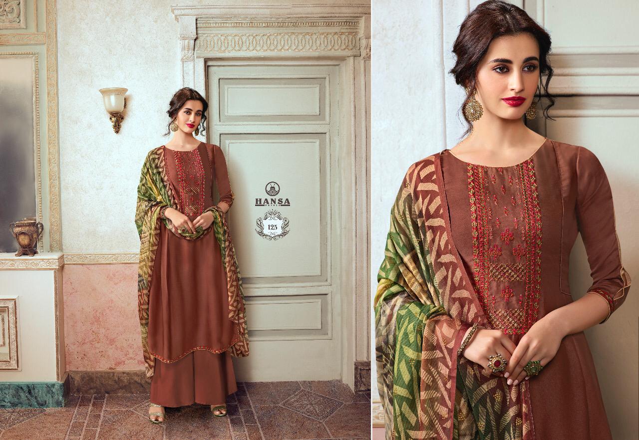 Hansa Presents Husna Arya Satin Georgette With Embroidery Work Salwar Kameez