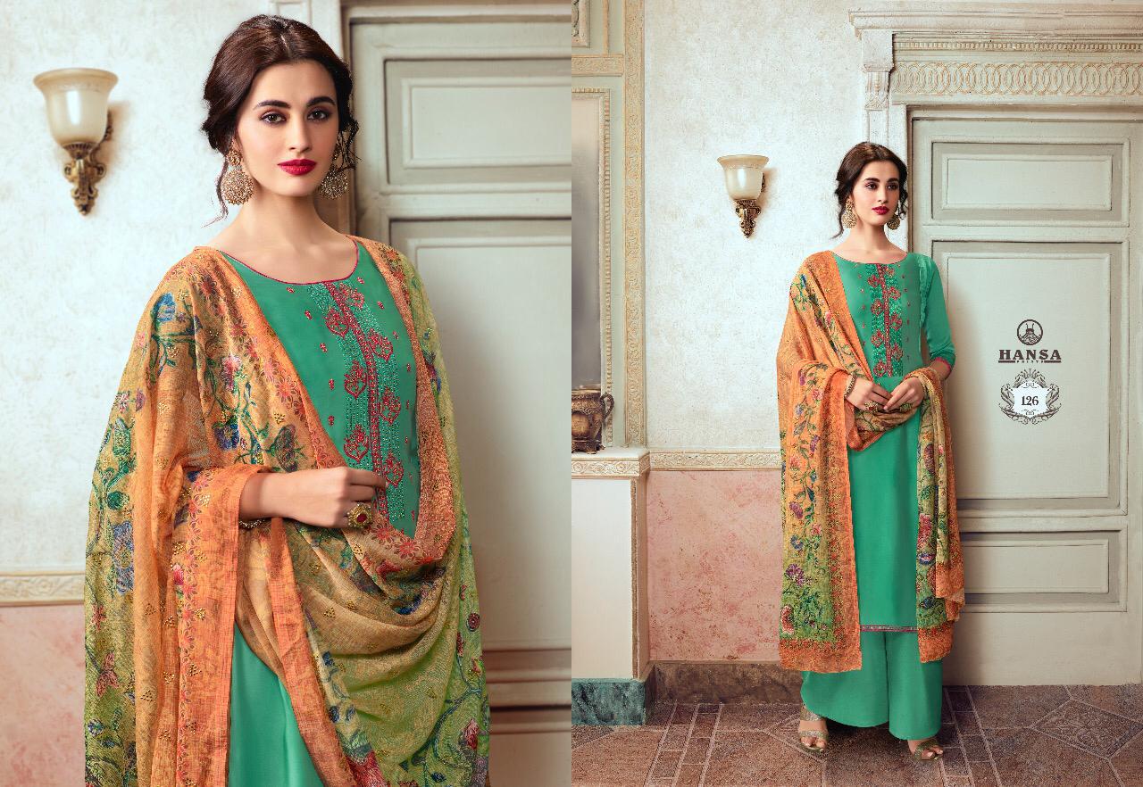 Hansa Presents Husna Arya Satin Georgette With Embroidery Work Salwar Kameez