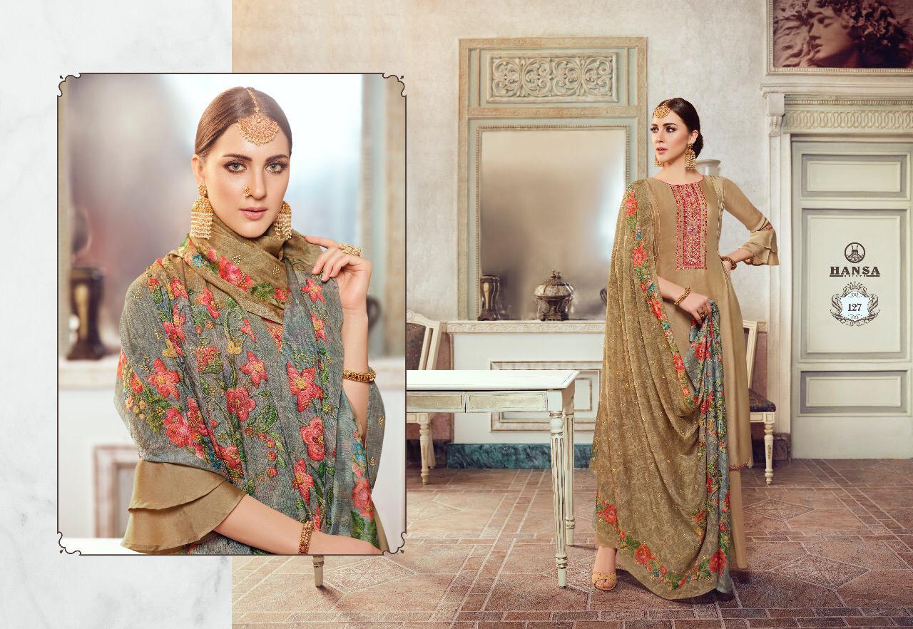 Hansa Presents Husna Arya Satin Georgette With Embroidery Work Salwar Kameez