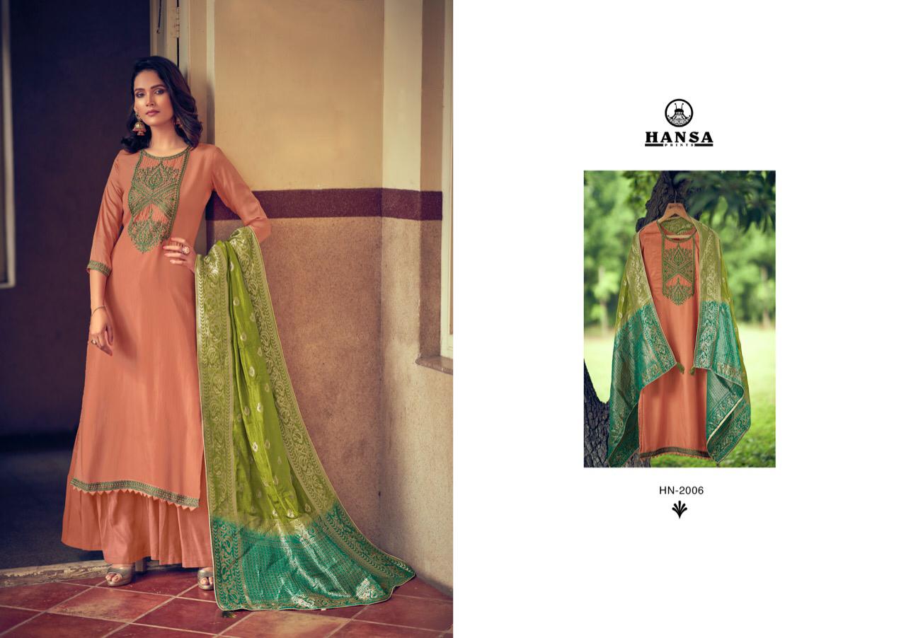 Hansa Presents Saanj Bsy Dola Silk Dyed With Fancy Work Salwar Kameez