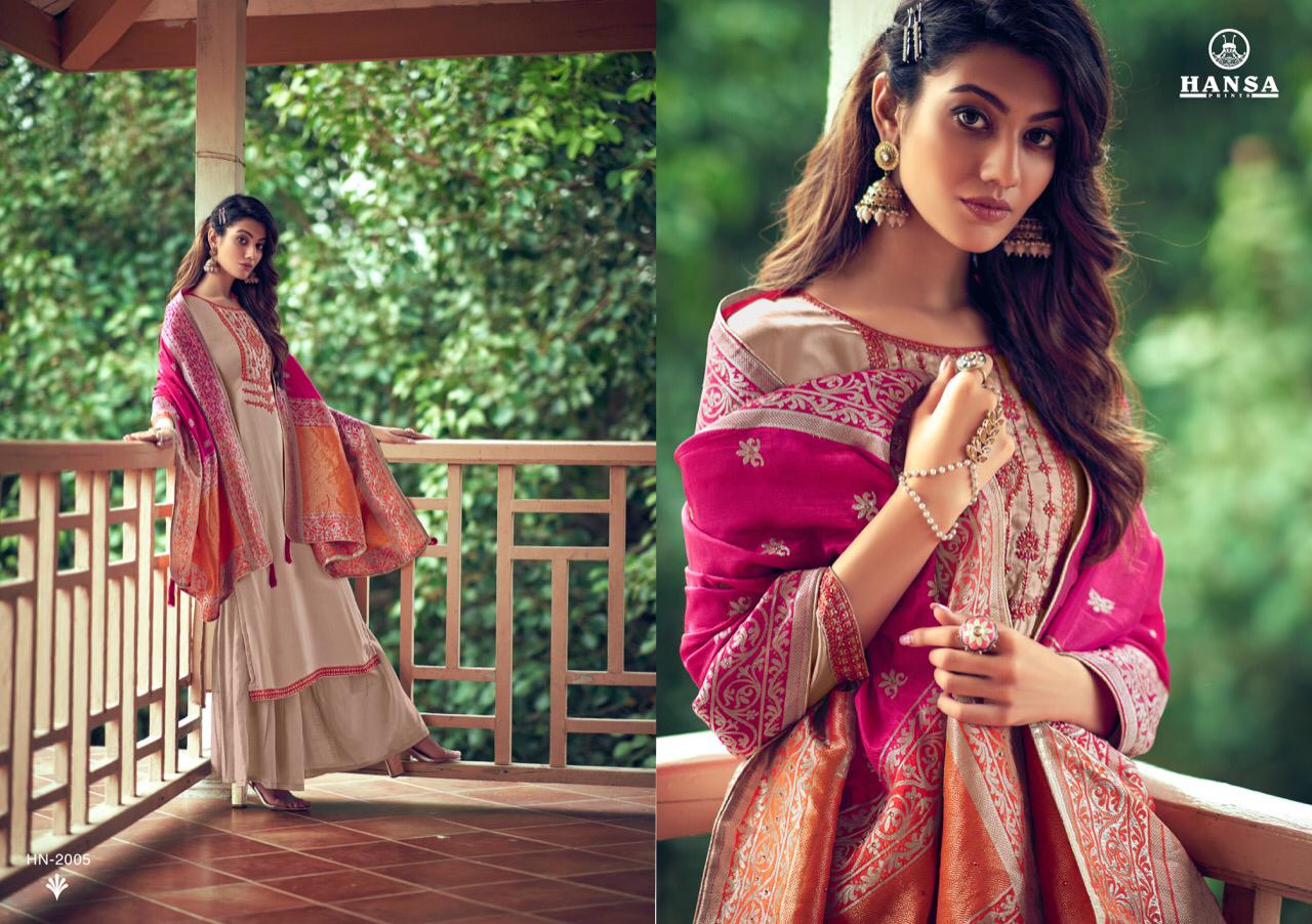 Hansa Presents Saanj Bsy Dola Silk Dyed With Fancy Work Salwar Kameez