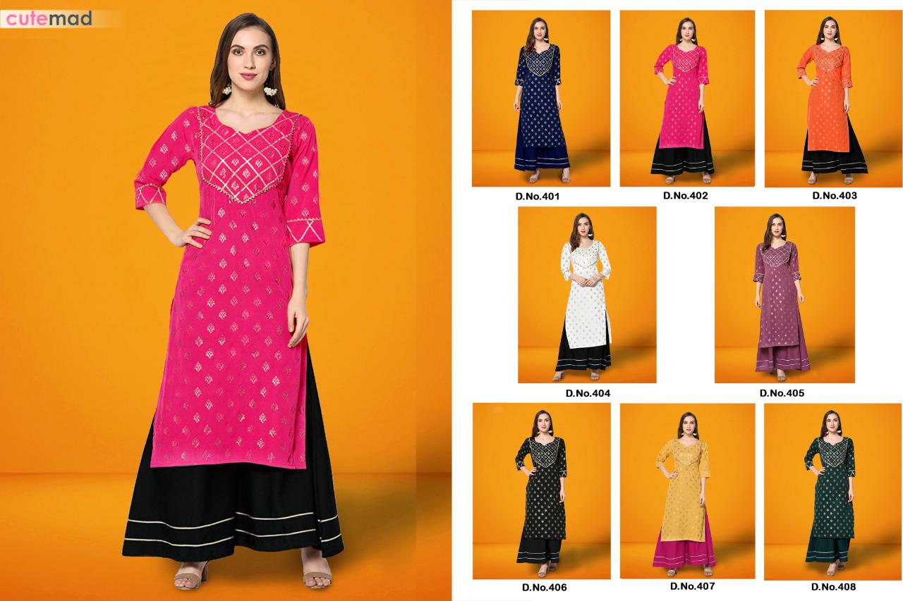 Kesari Exports Presents Cutemade Vol 4 American Crape With Gottapati Work Kurtis And Plazzo