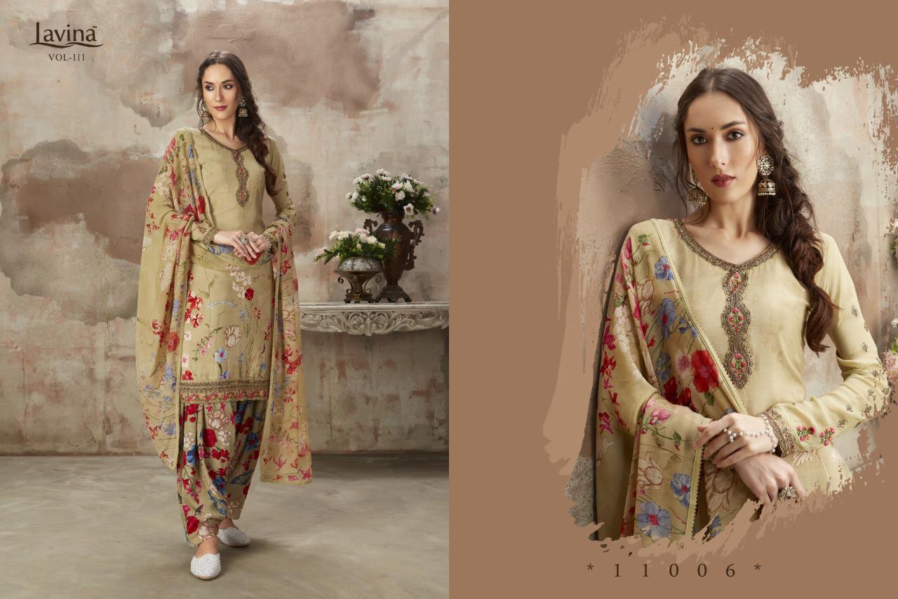Lavina Presents Lavina Vol 111 Silk Crape Print With Embroidery Work Salwar Suits