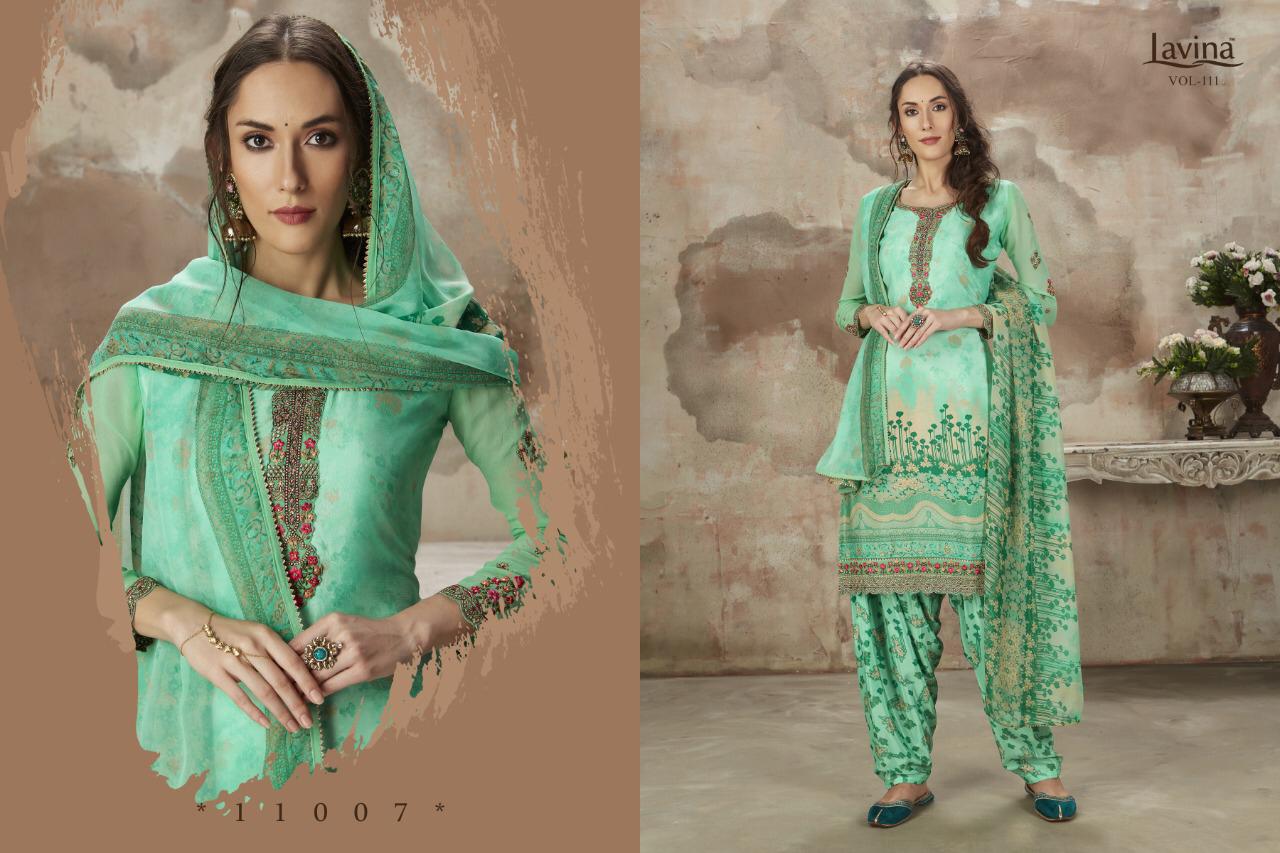 Lavina Presents Lavina Vol 111 Silk Crape Print With Embroidery Work Salwar Suits