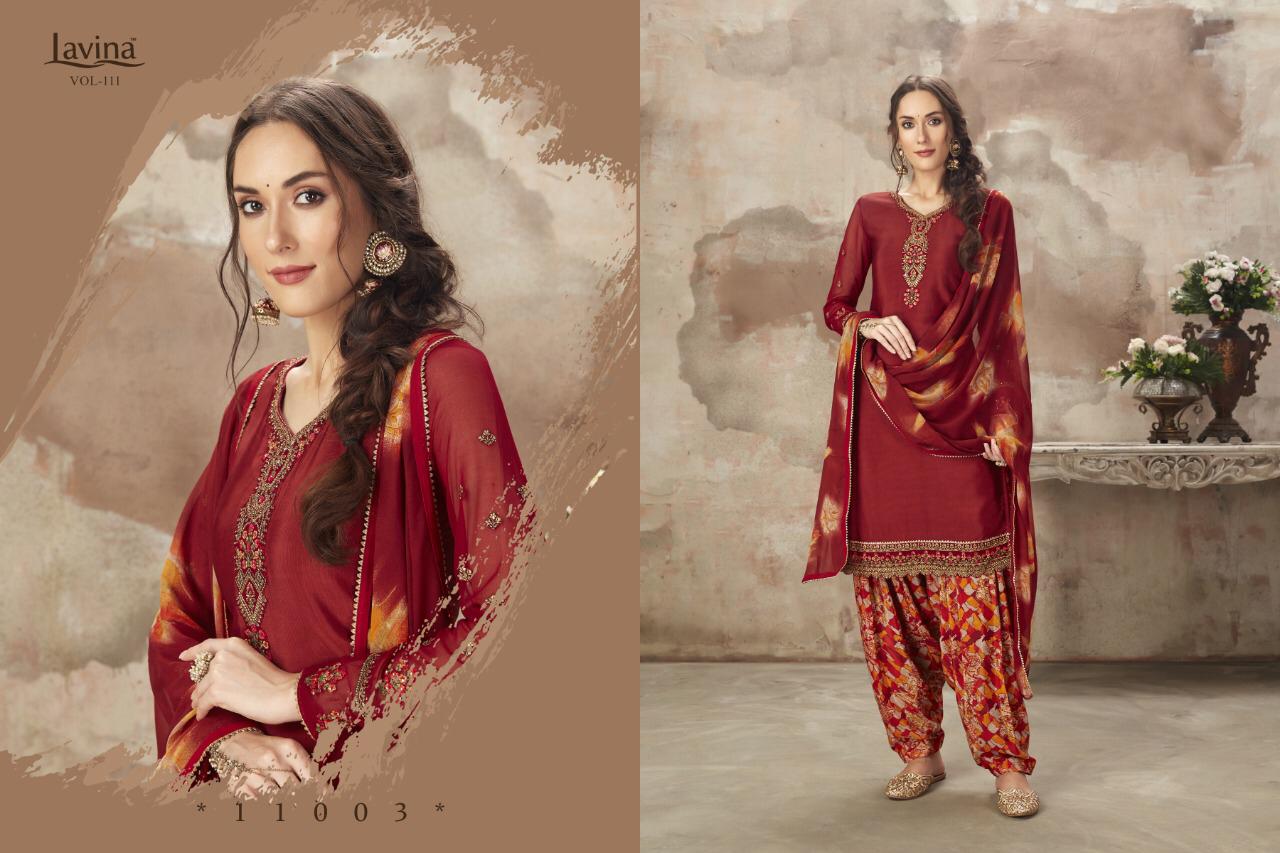 Lavina Presents Lavina Vol 111 Silk Crape Print With Embroidery Work Salwar Suits