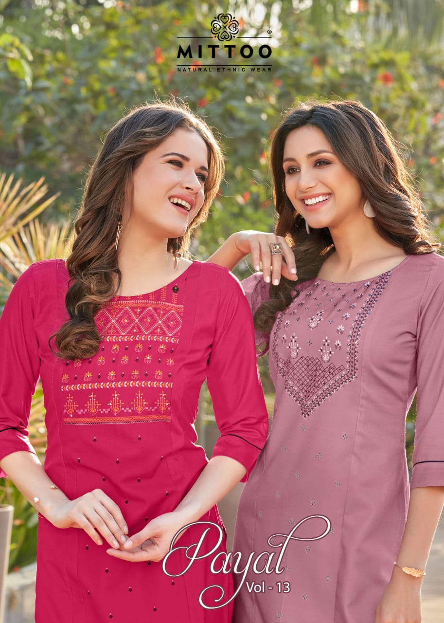 Mittoo Presents Payal Vol 13 Rayon Print Fancy Designer Kurtis