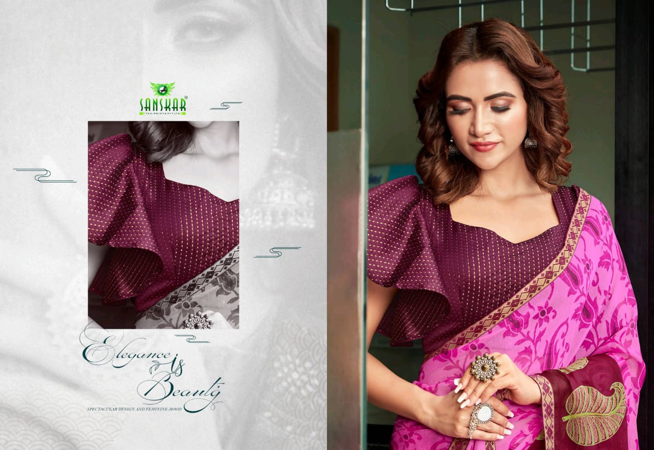 Sanskar Fashion Presents Magnet Moss Chiffon With Fancy Border Sarees