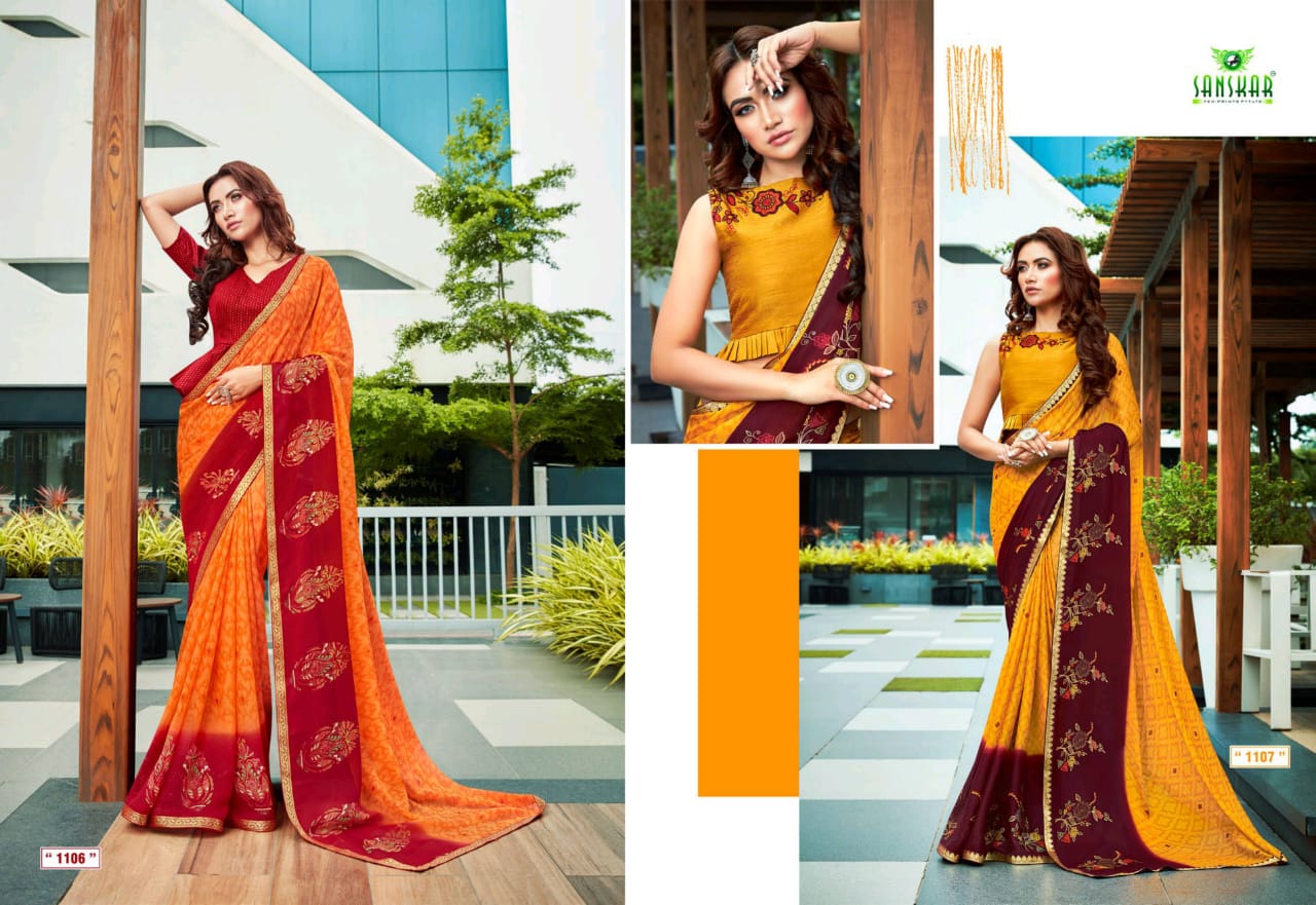 Sanskar Fashion Presents Magnet Moss Chiffon With Fancy Border Sarees