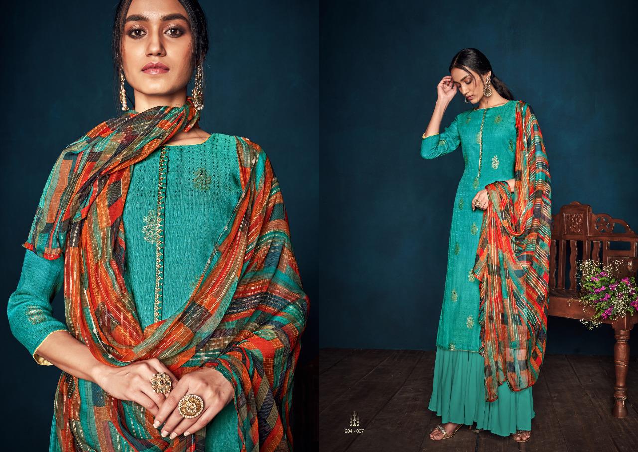 Sargam Prints Presents Florine Pure Pashmina Foil Print With Khatli Work Salwar Kameez