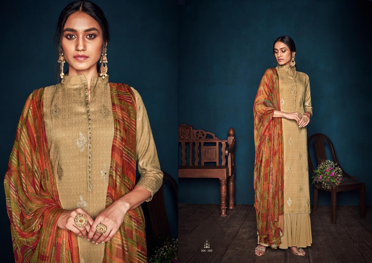 Sargam Prints Presents Florine Pure Pashmina Foil Print With Khatli Work Salwar Kameez