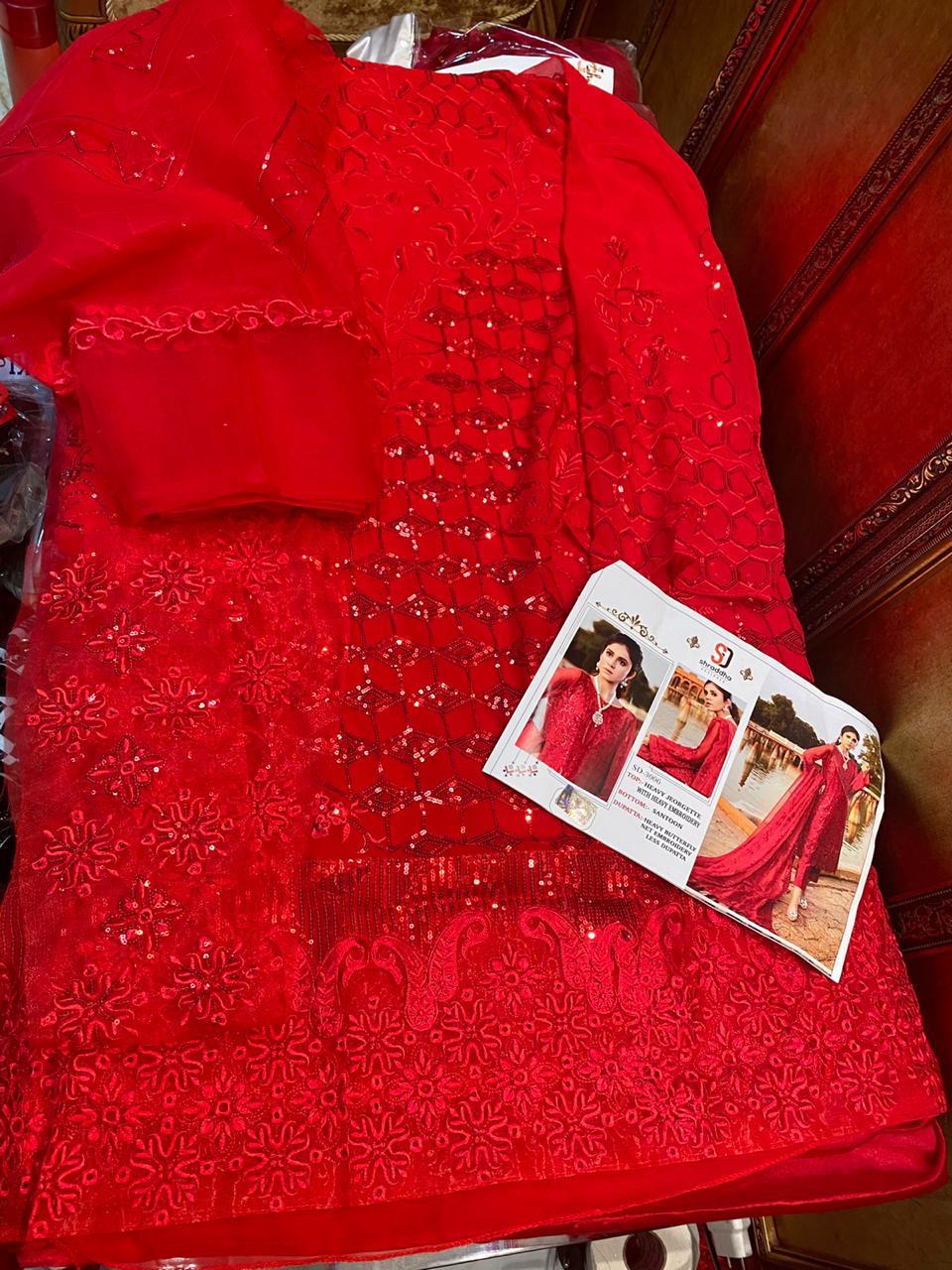 Shraddha Designer Heavy Fox Georgette With Heavy Embroidery Work Pakistani Collection Salwar Kameez