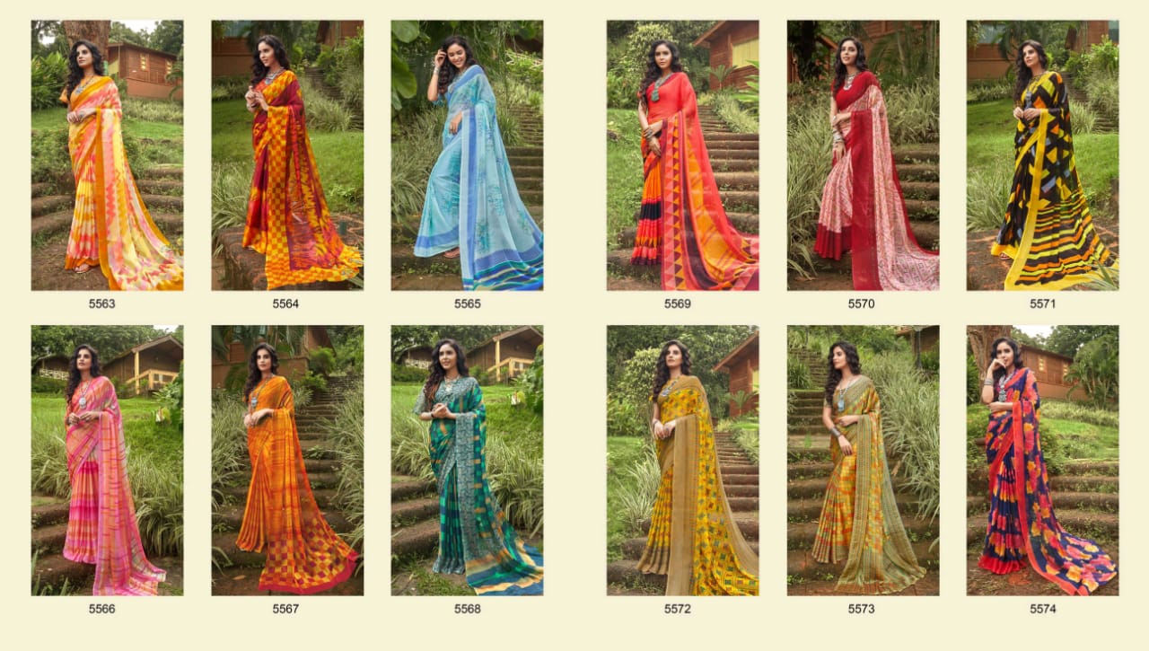 Sanskar Presents Fly Two Tone Chiffon Fancy Designer Sarees