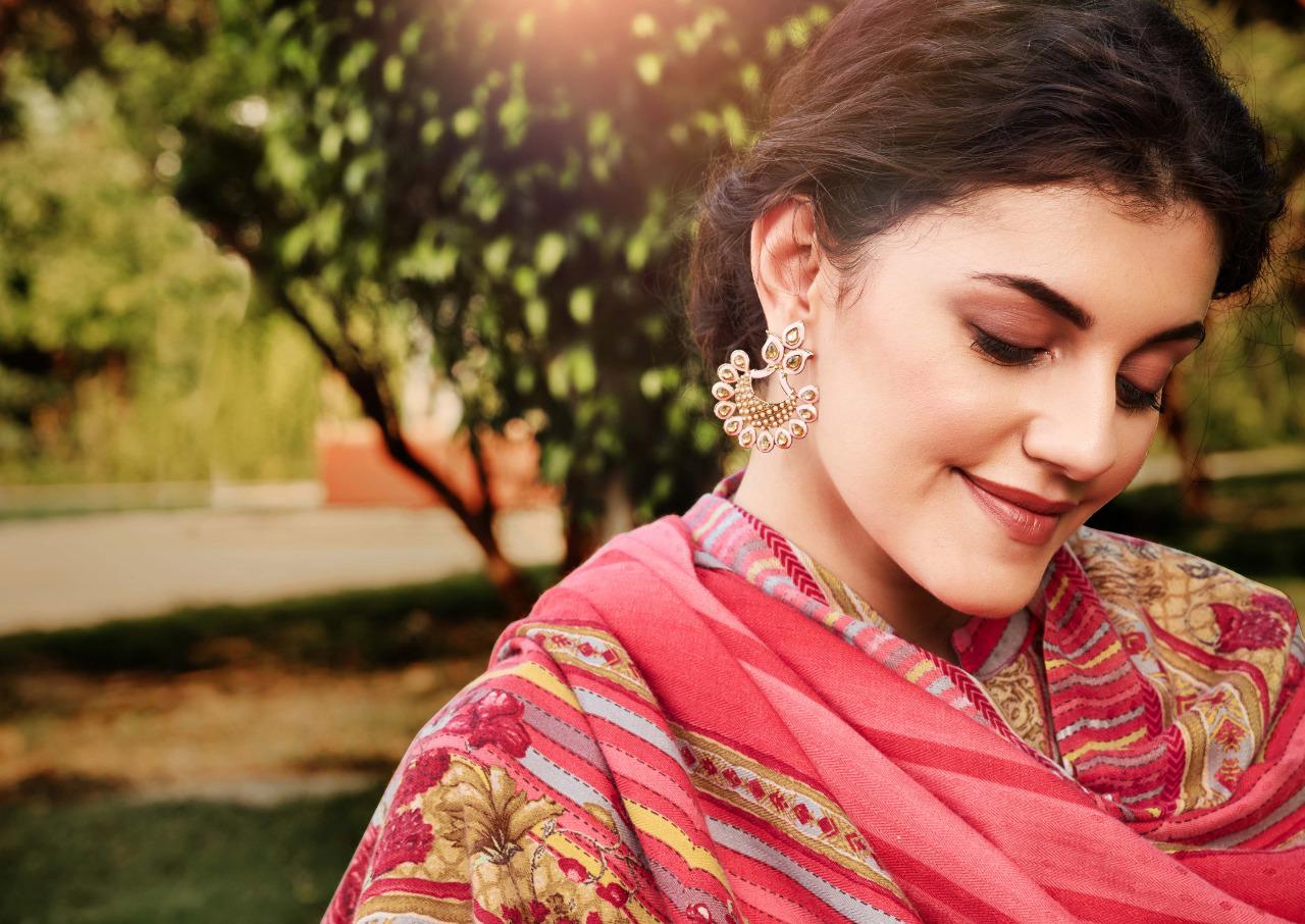 Sargam Prints Presents Queene Pure Pashmina Designer Print With Foil Work Salwar Kameez