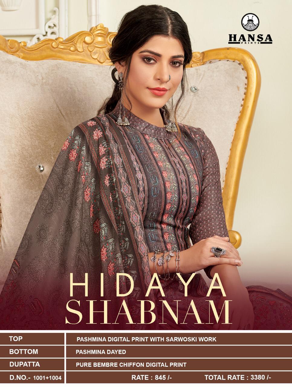Hansa Launcehd Hidaya Shabnam Pashmina Digital Print With Swarovski Work Salwar Kameez