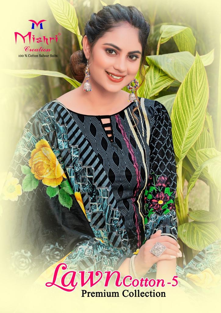 Mishri Creation Launched Lawn Cotton Vol 5 Fabric Lawn Cotton Karachi Style Salwar Suit