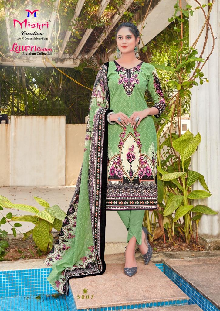 Mishri Creation Launched Lawn Cotton Vol 5 Fabric Lawn Cotton Karachi Style Salwar Suit