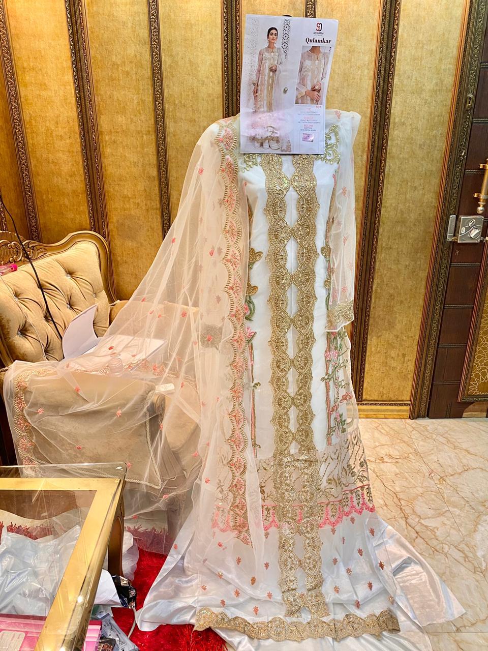 Sharaddha Designer Presents Qulamkar Heavy Butterfly Net With Heavy Embroidery Work Pakistani Suits