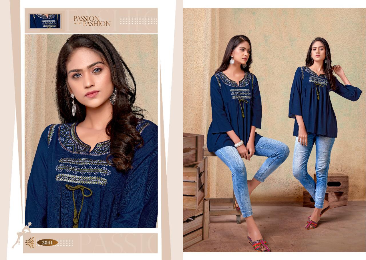 Vardan Designer Nora Vol 1 Rayon Short Top Western Designer Piece Wholesale Rate