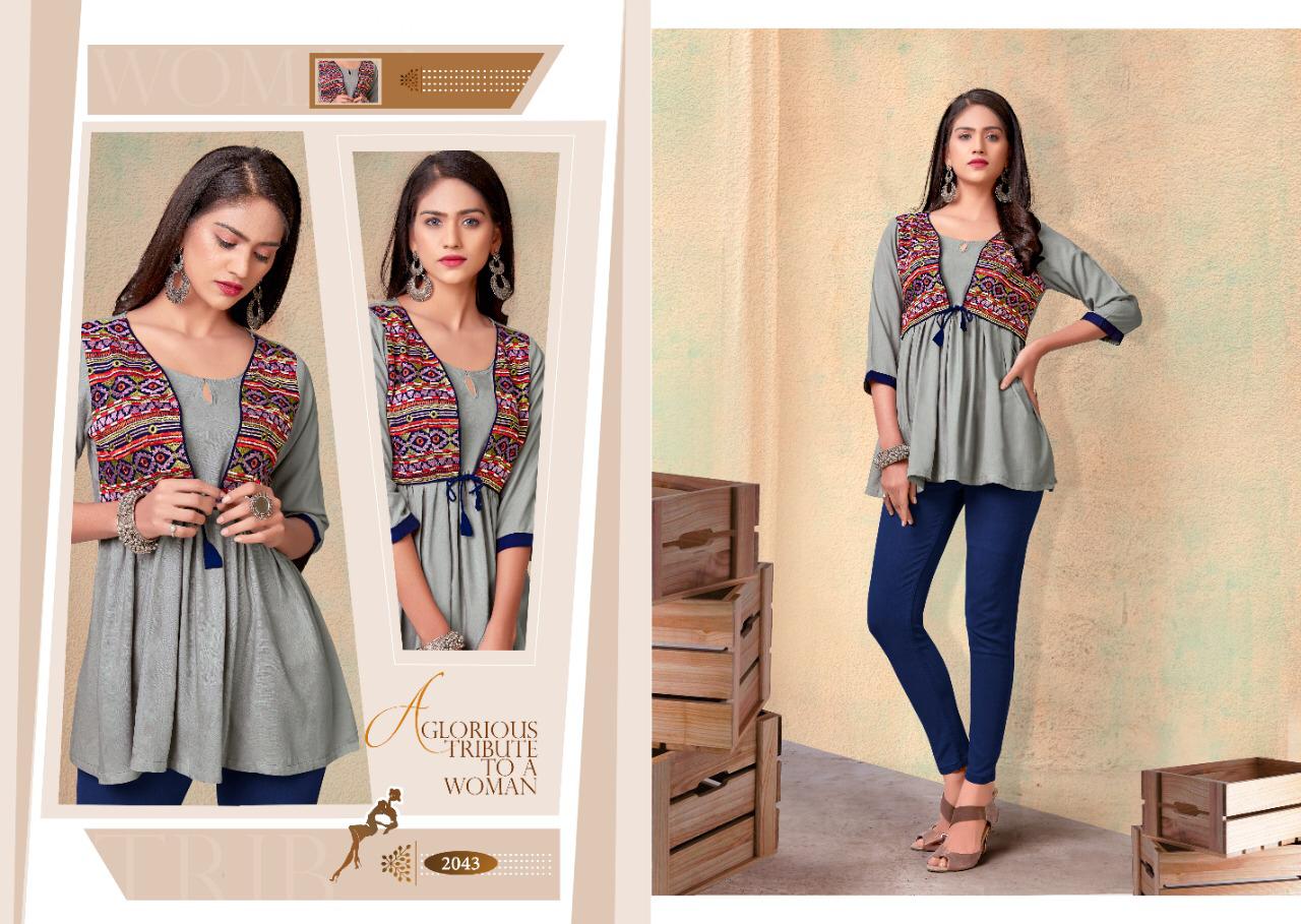 Vardan Designer Nora Vol 1 Rayon Short Top Western Designer Piece Wholesale Rate