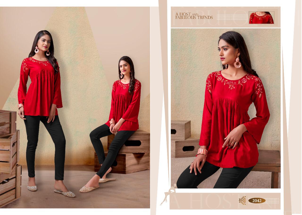 Vardan Designer Nora Vol 1 Rayon Short Top Western Designer Piece Wholesale Rate