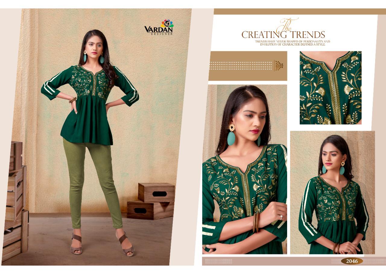 Vardan Designer Nora Vol 1 Rayon Short Top Western Designer Piece Wholesale Rate