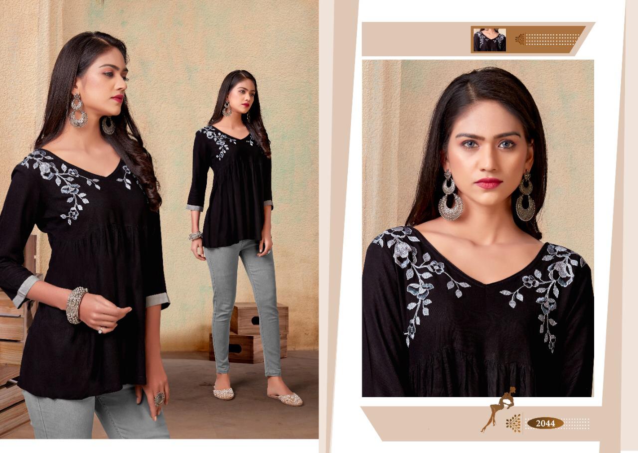 Vardan Designer Nora Vol 1 Rayon Short Top Western Designer Piece Wholesale Rate
