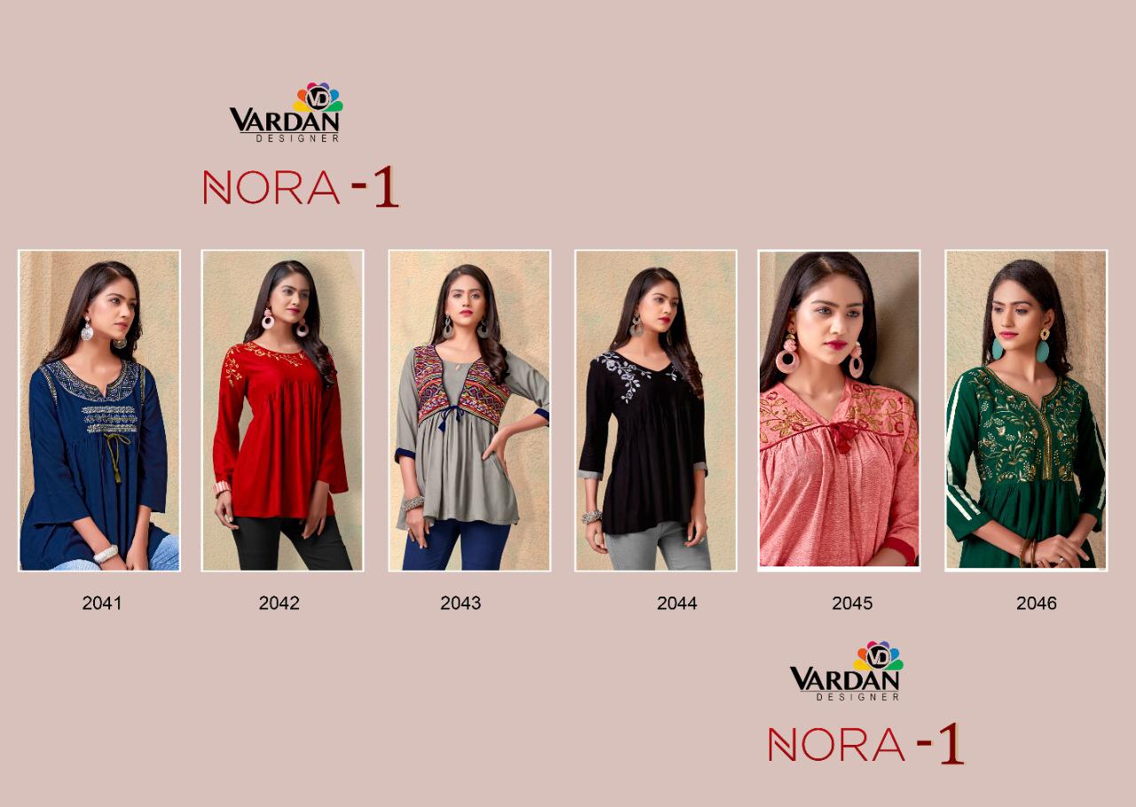 Vardan Designer Nora Vol 1 Rayon Short Top Western Designer Piece Wholesale Rate
