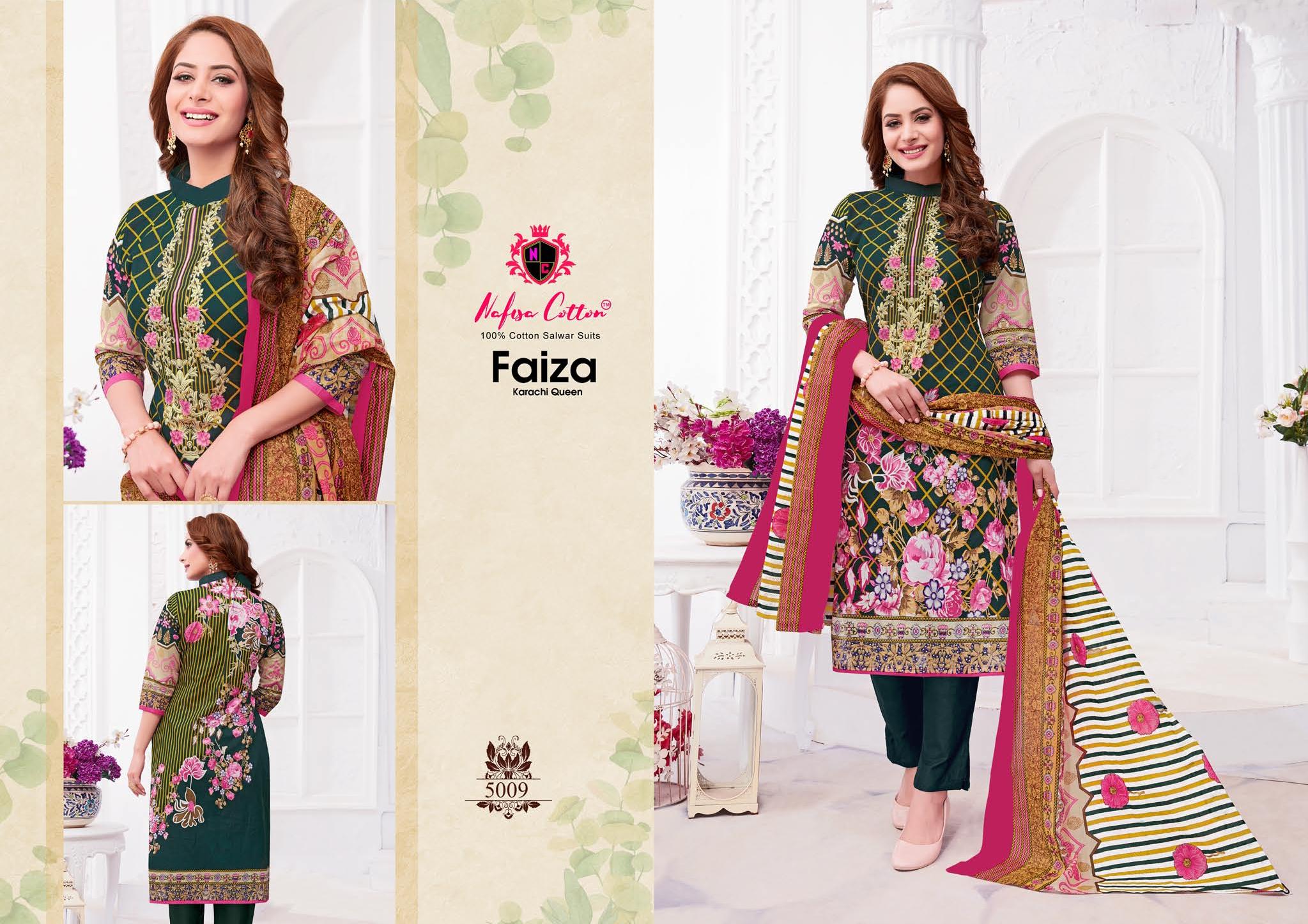 Nafisa Cotton Launched Faiza Karachi Queen Vol 5 Cotton Printed Salwar Suits Wholesale Delar Surat