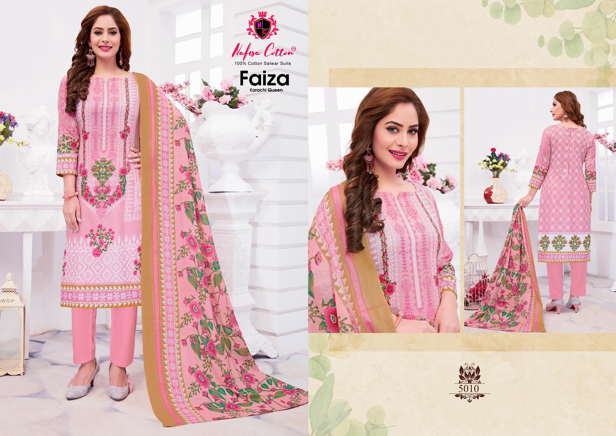 Nafisa Cotton Launched Faiza Karachi Queen Vol 5 Cotton Printed Salwar Suits Wholesale Delar Surat