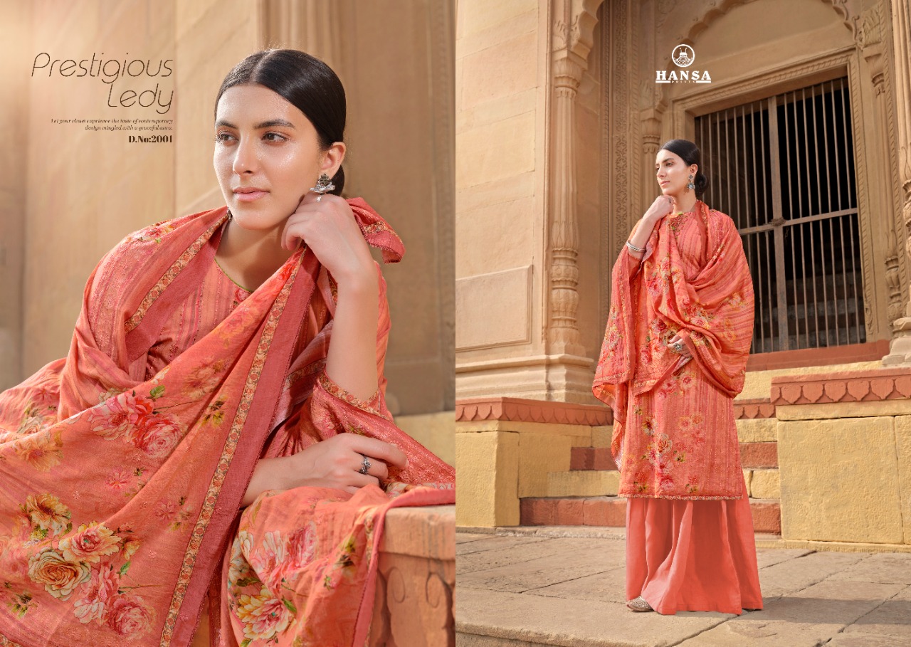 Hansa Hidaya Launched Suhani Pure Lawn Digital Print With Work Fancy Designer Salwar Suits Wholesaler At Surat