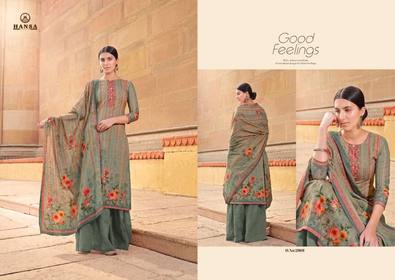 Hansa Hidaya Launched Suhani Pure Lawn Digital Print With Work Fancy Designer Salwar Suits Wholesaler At Surat